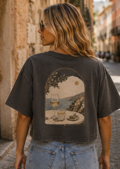 Coastal Wine View Tee | Boxy Crop T-Shirt