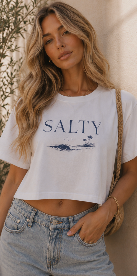 Salty Ocean Waves Crop Tee