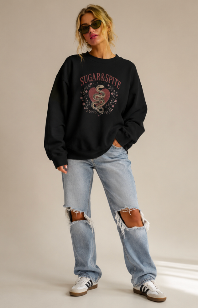 Sugar & Spite Heart Snake Crewneck Sweatshirt