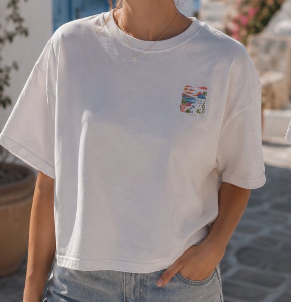 Mediterranean Sunset Graphic Boxy Tee