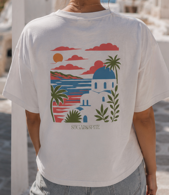 Mediterranean Sunset Graphic Boxy Tee