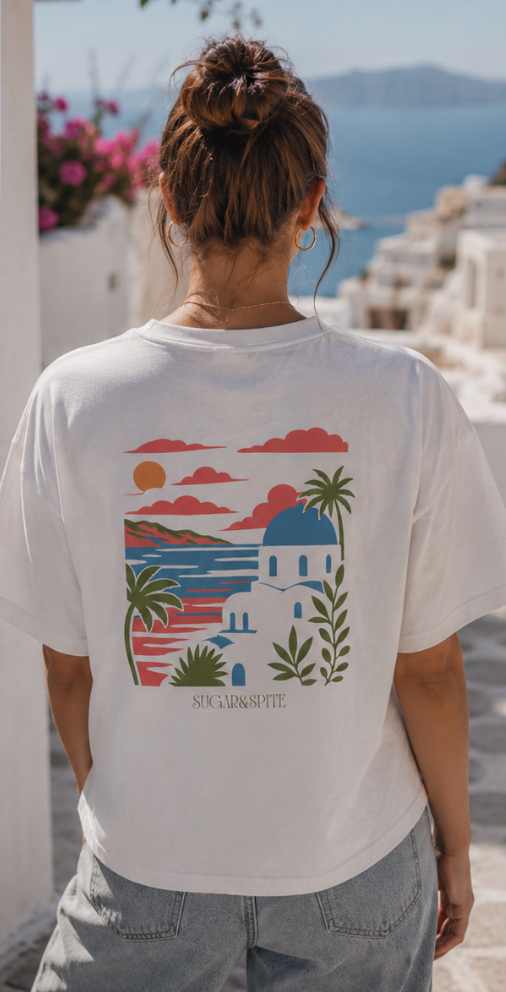 Mediterranean Sunset Graphic Boxy Tee