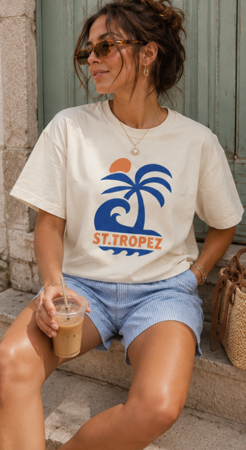 St. Tropez Palm Wave Boxy Tee