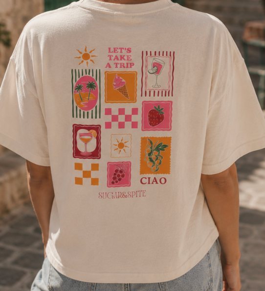 Summer Graphic Boxy Tee (Let's Take a Trip, Ciao)