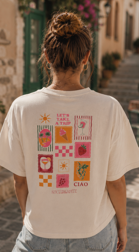 Summer Graphic Boxy Tee (Let's Take a Trip, Ciao)