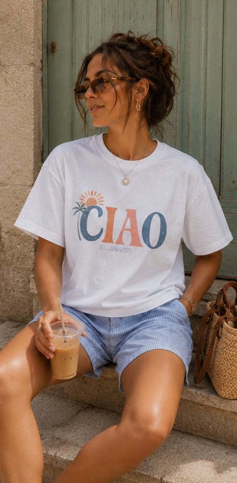 Ciao Boxy Tee — Vintage Palm Sun Women’s Boxy Tee