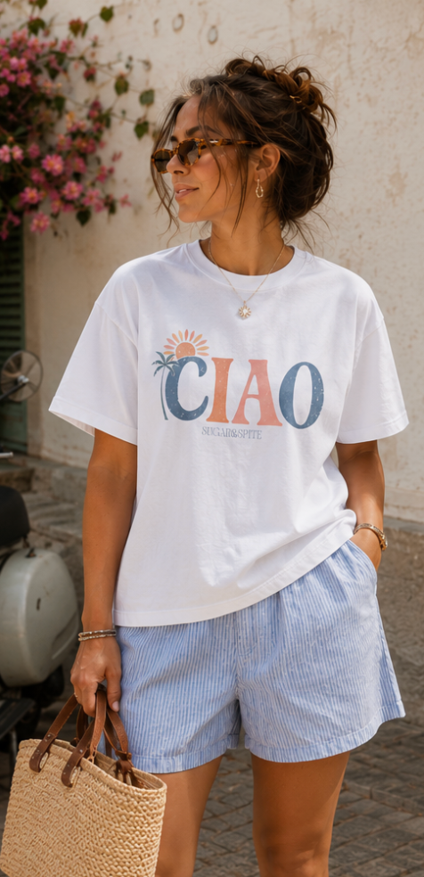Ciao Boxy Tee — Vintage Palm Sun Women’s Boxy Tee