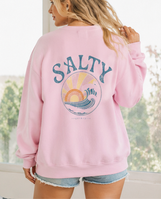 Salty Sunset Wave Crewneck Sweatshirt