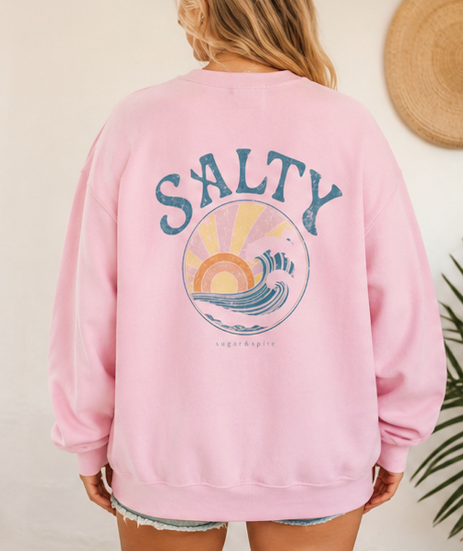 Salty Sunset Wave Crewneck Sweatshirt