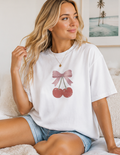 Cherry Bow Boxy Tee — Women's Vintage Cherry Graphic T-Shirt