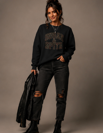 Sugar & Spite Snake and Roses Varsity Logo Sweatshirt