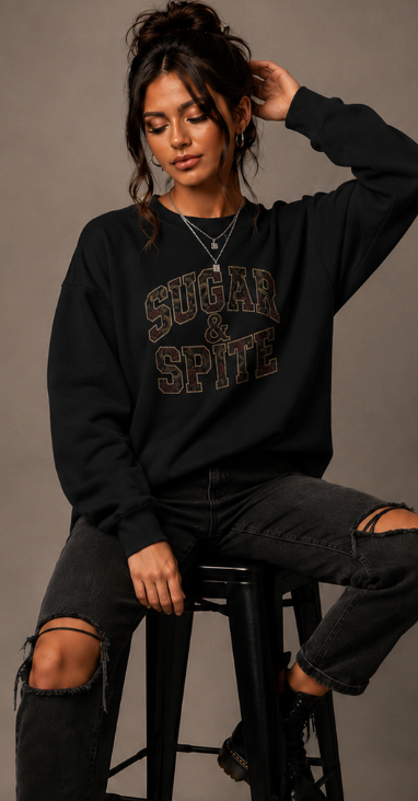 Sugar & Spite Snake and Roses Varsity Logo Sweatshirt