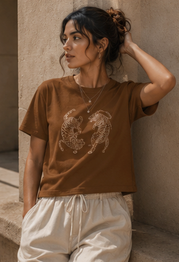 Twin Tigers Graphic Women's Boxy Tee