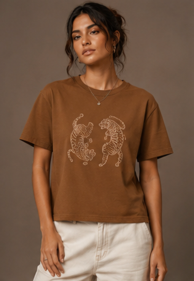 Twin Tigers Graphic Women's Boxy Tee