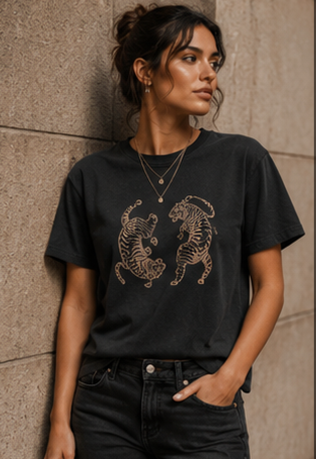 Twin Tigers Graphic Women's Boxy Tee