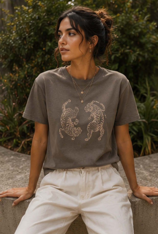 Twin Tigers Graphic Women's Boxy Tee