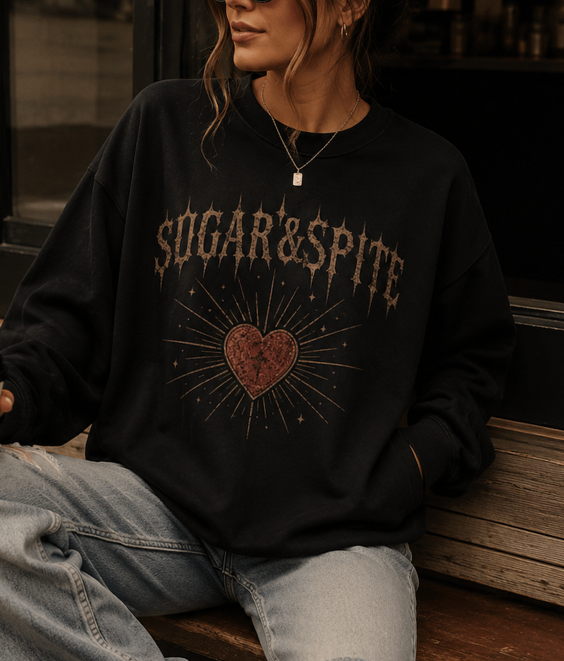 Sugar & Spite Vintage Heart Crewneck Sweatshirt