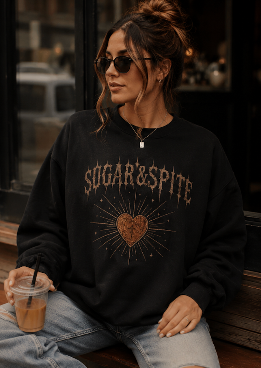 Sugar & Spite Vintage Heart Crewneck Sweatshirt