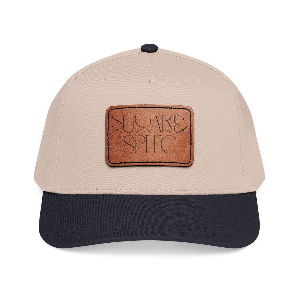 Leather Patch Baseball Cap — 'SUGAR & SPICE' Mid-Profile Hat