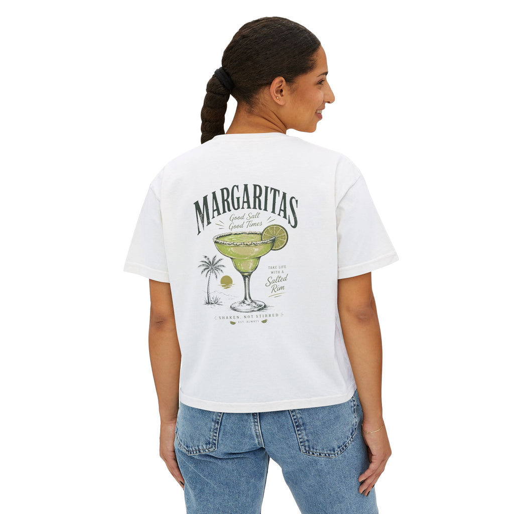 Margaritas Women's Boxy Tee – Palm Cocktail Graphic Tee