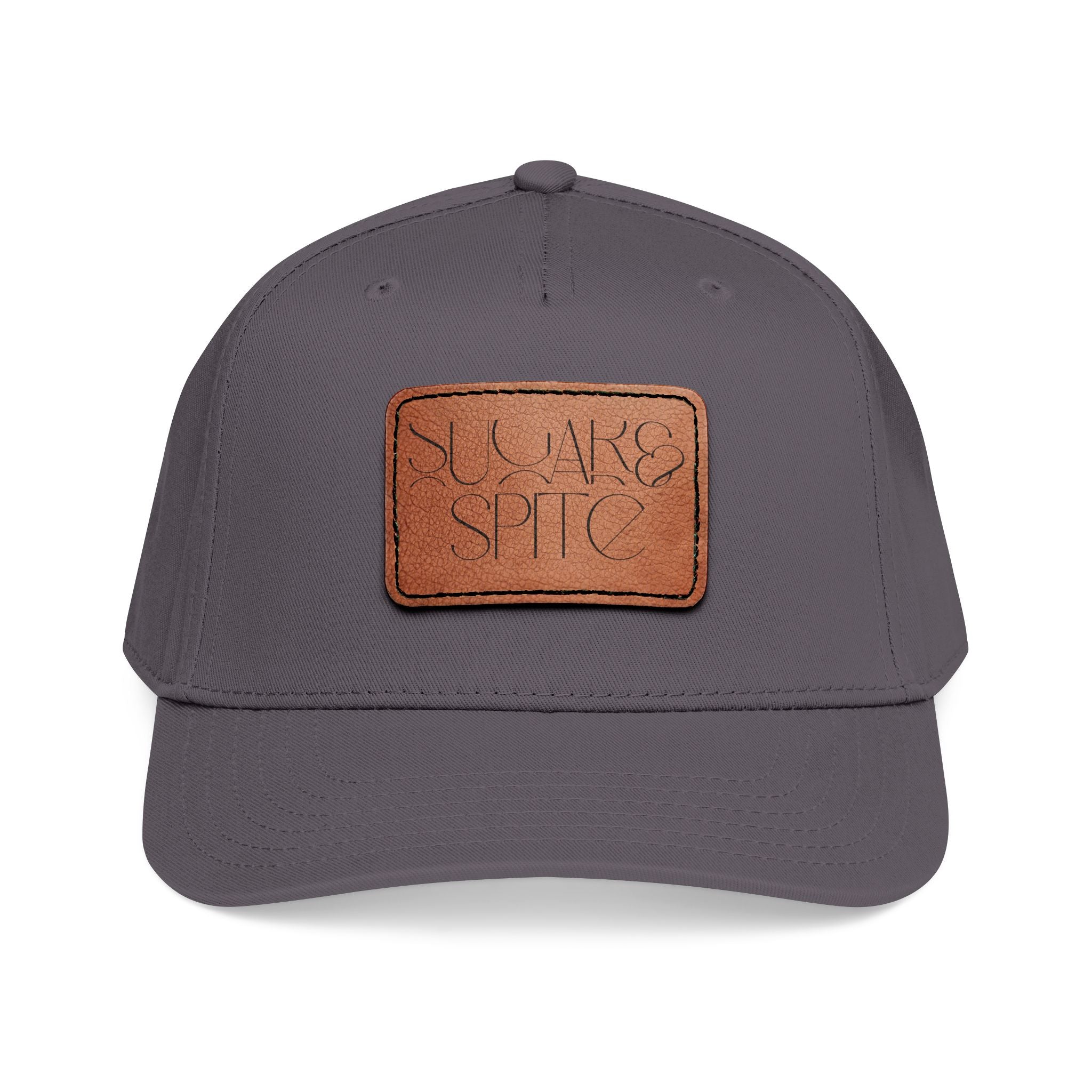 Leather Patch Baseball Cap — 'SUGAR & SPICE' Mid-Profile Hat