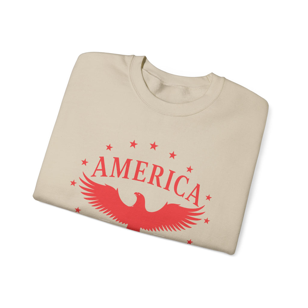 America Eagle Crewneck Sweatshirt – Patriotic Red Graphic
