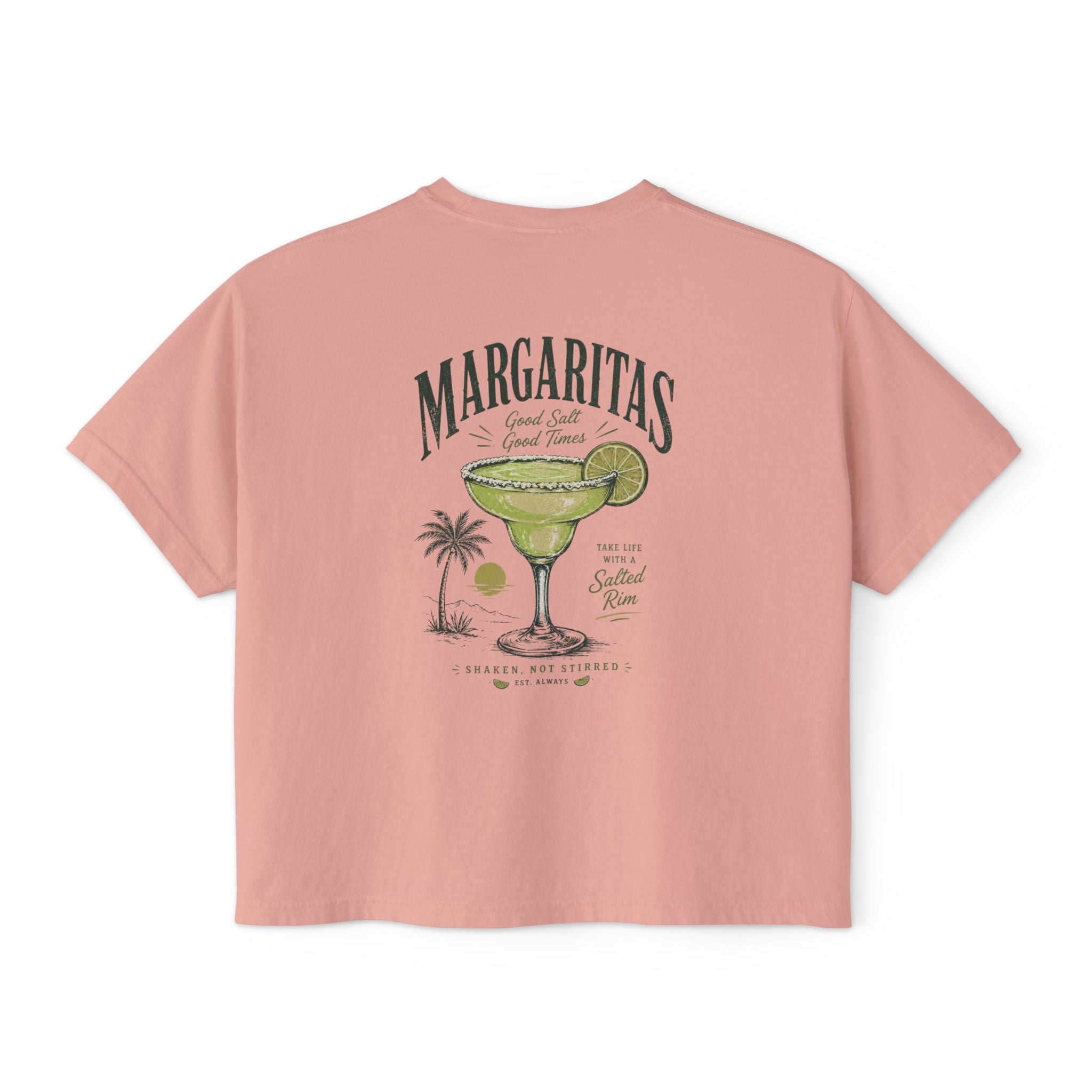Margaritas Women's Boxy Tee – Palm Cocktail Graphic Tee