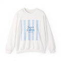 Crewneck Sweatshirt — 'Sugar & Spite' Blue Stripe Graphic