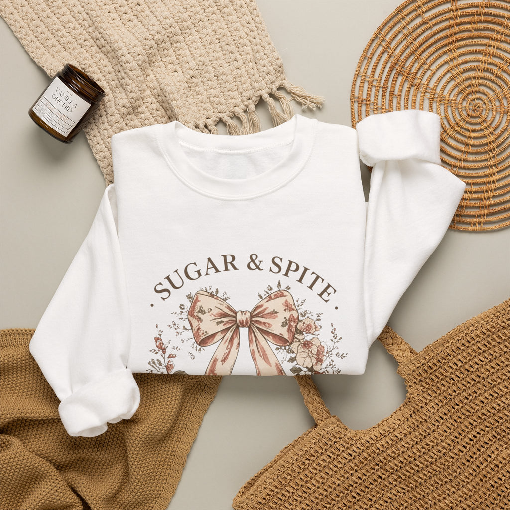 Sugar & Spite Bow Sweatshirt — Vintage Floral Crewneck