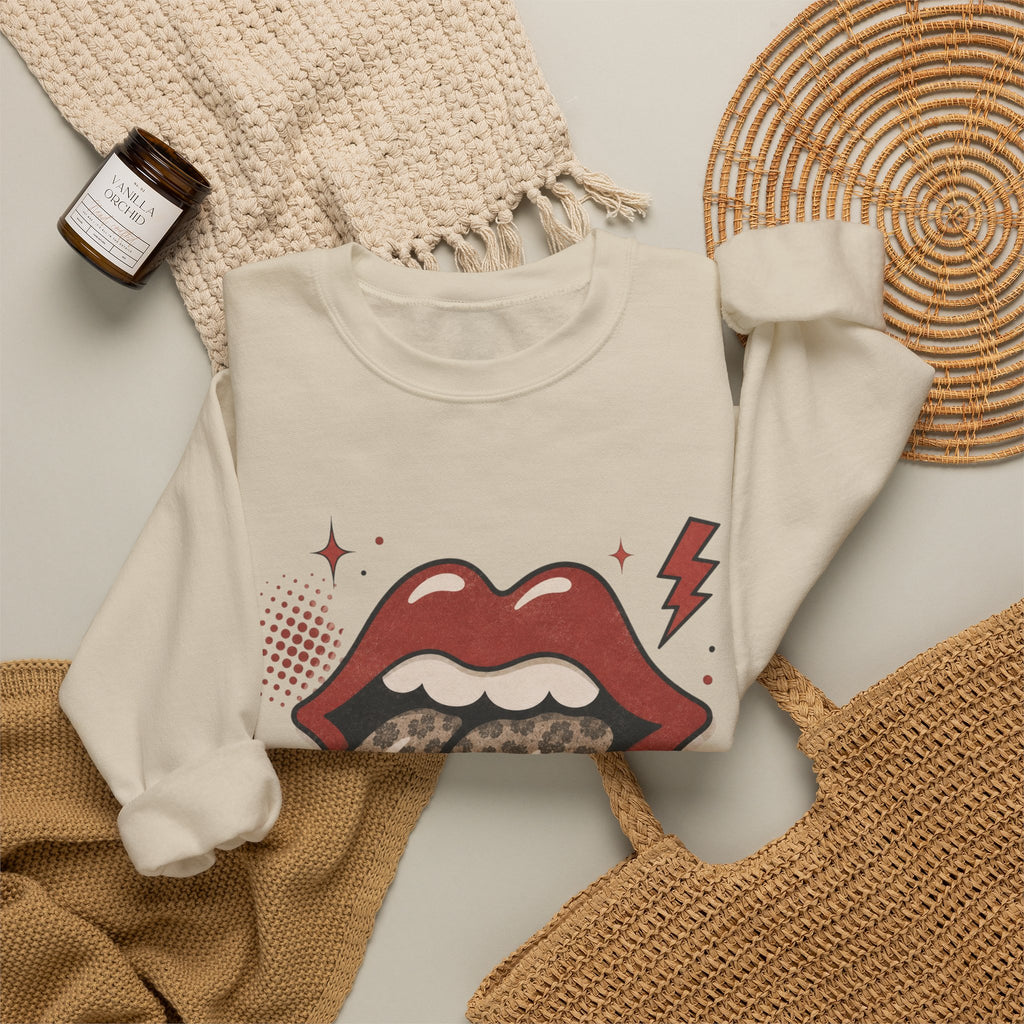 Leopard Tongue Graphic Crewneck Sweatshirt
