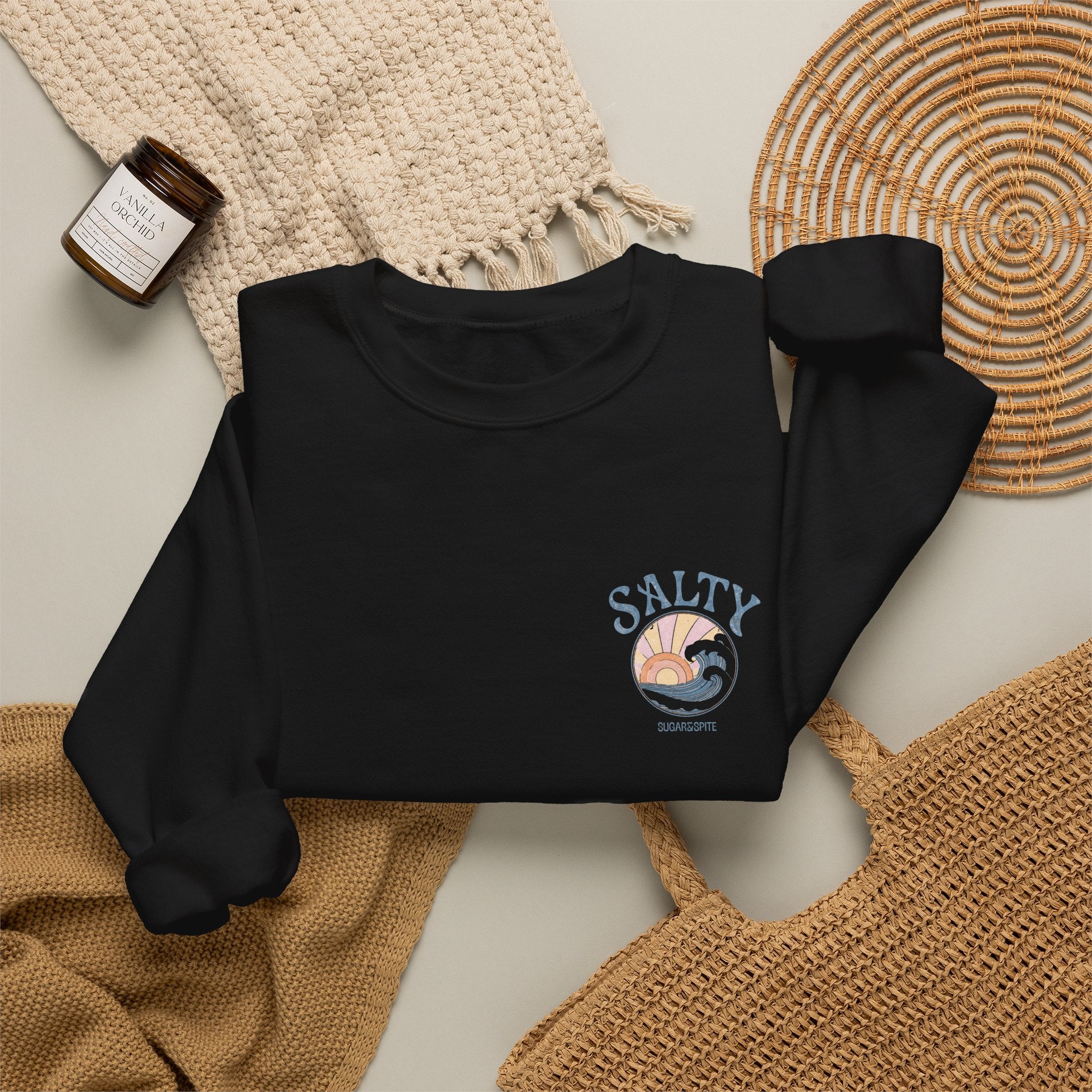 Salty Sunset Wave Crewneck Sweatshirt