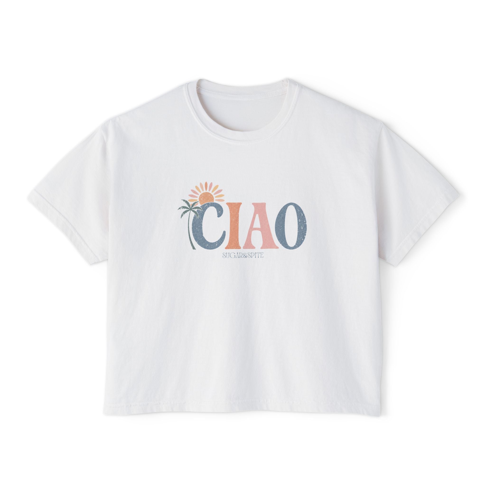Ciao Boxy Tee — Vintage Palm Sun Women’s Boxy Tee