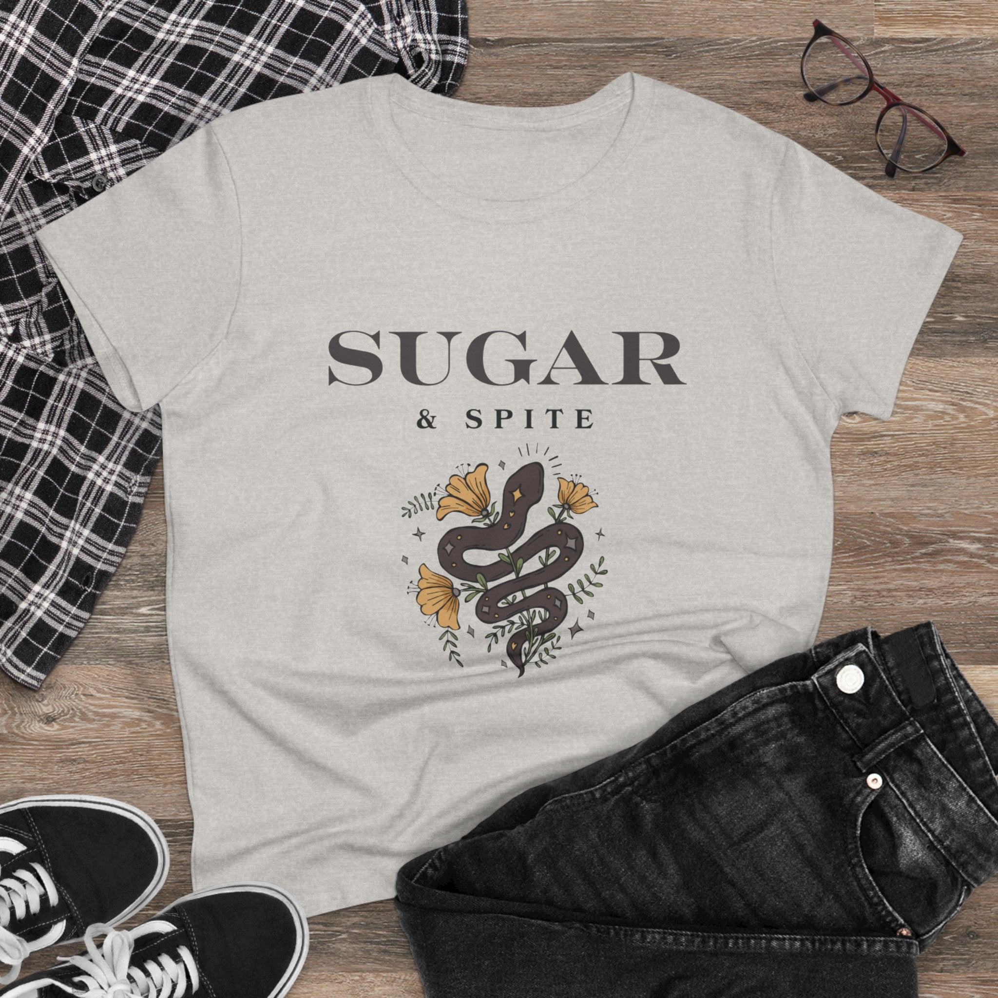 Sugar & Spite Snake Graphic Tee — Feminine Floral Snake Shirt