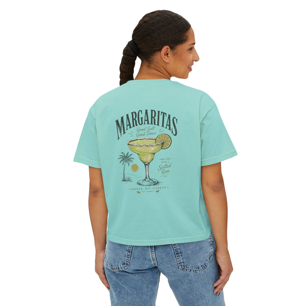 Margaritas Women's Boxy Tee – Palm Cocktail Graphic Tee