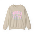 Sugar & Spite Baby Pink and Blue Varsity Logo Sweatshrit
