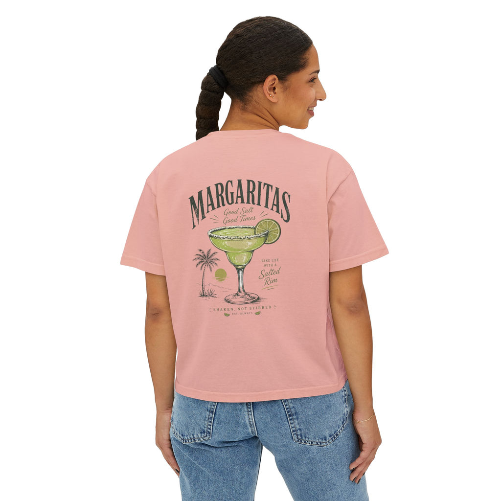 Margaritas Women's Boxy Tee – Palm Cocktail Graphic Tee