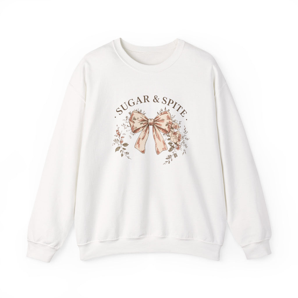 Sugar & Spite Bow Sweatshirt — Vintage Floral Crewneck