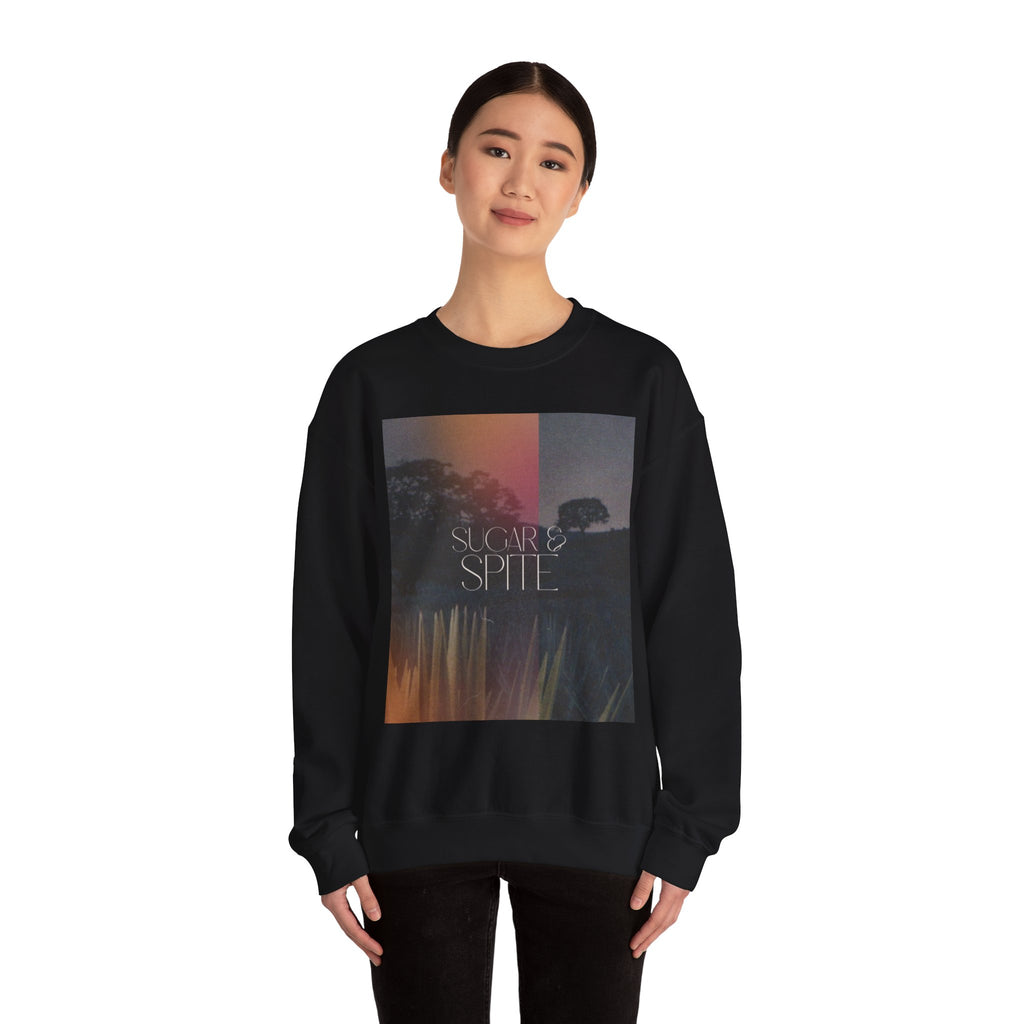 Sugar & Spite Graphic Sweatshirt — Moody Sunset Nature Crewneck