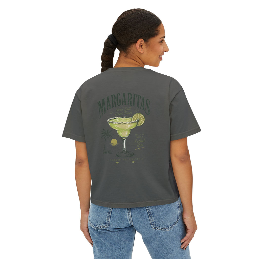 Margaritas Women's Boxy Tee – Palm Cocktail Graphic Tee