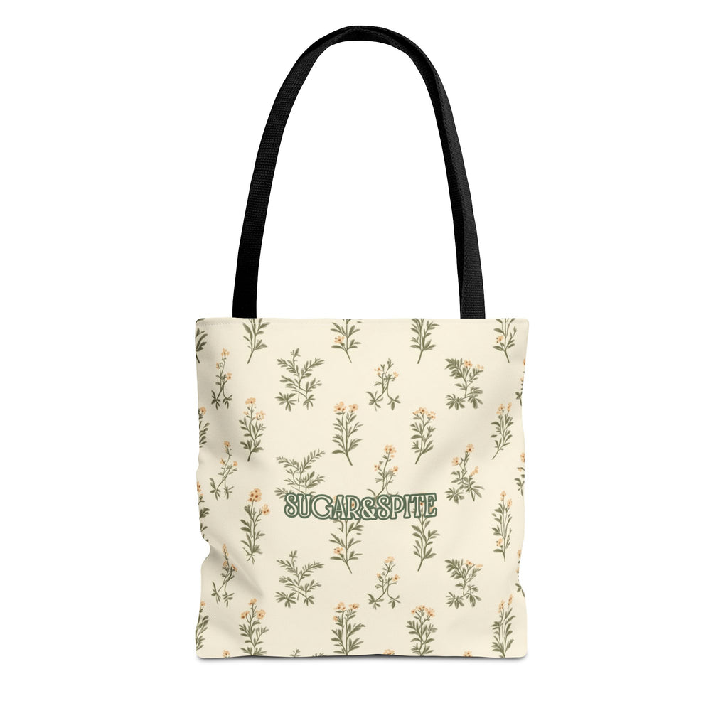 Sugar & Spite Floral Tote Bag – Cream Botanical All-Over Print
