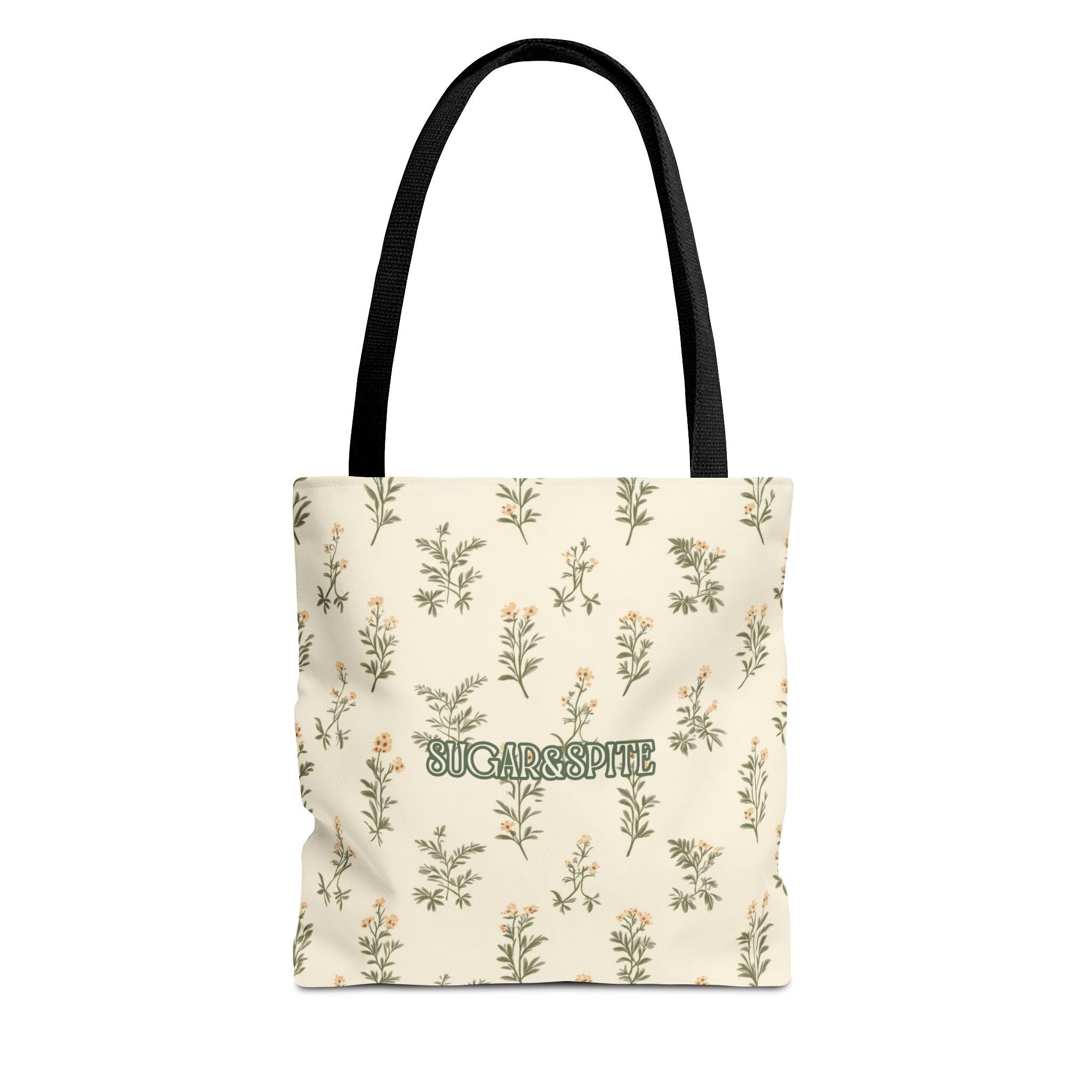 Sugar & Spite Floral Tote Bag – Cream Botanical All-Over Print