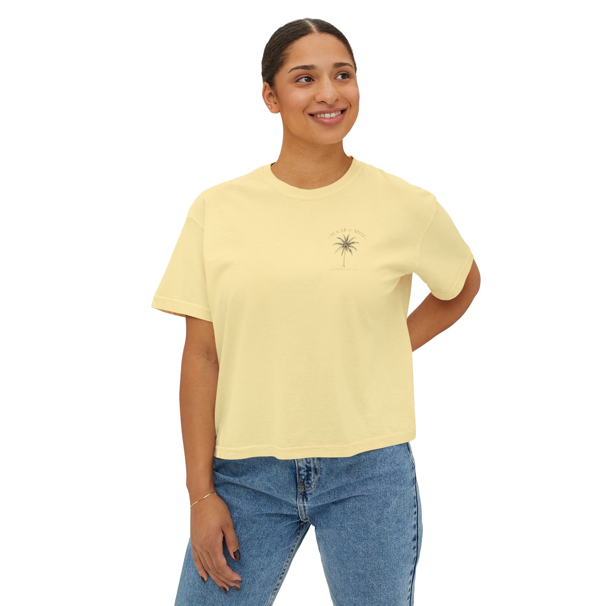 Margaritas Women's Boxy Tee – Palm Cocktail Graphic Tee