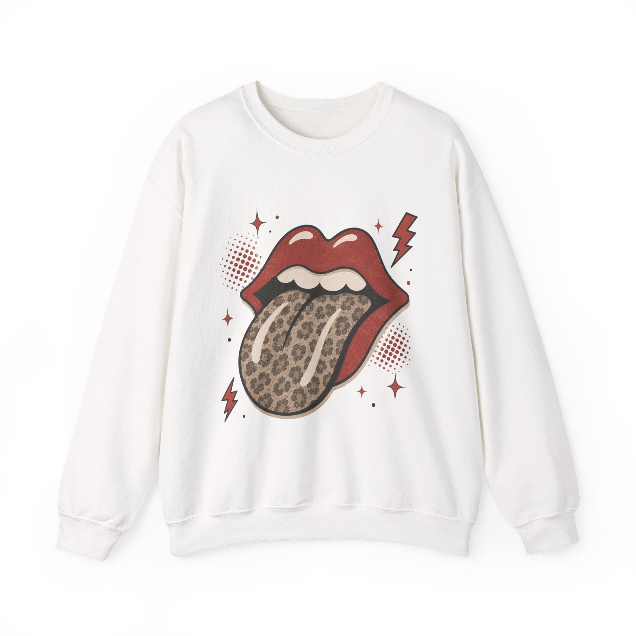 Leopard Tongue Graphic Sweatshirt — Retro Rock ’n’ Roll Lip Design