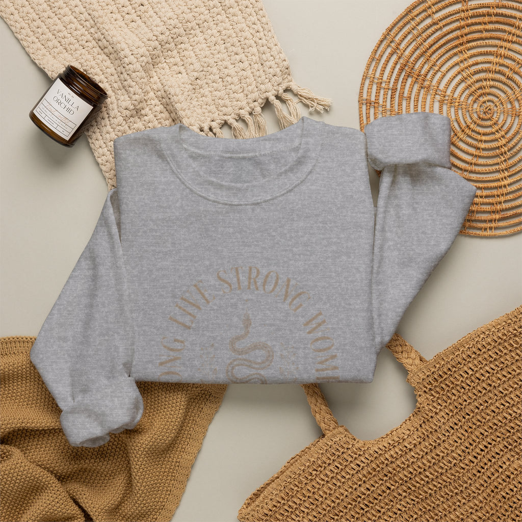 Long Live Strong Women Crewneck Sweatshirt — 'Sugar & Spite' Feminist Graphic Sweatshirt