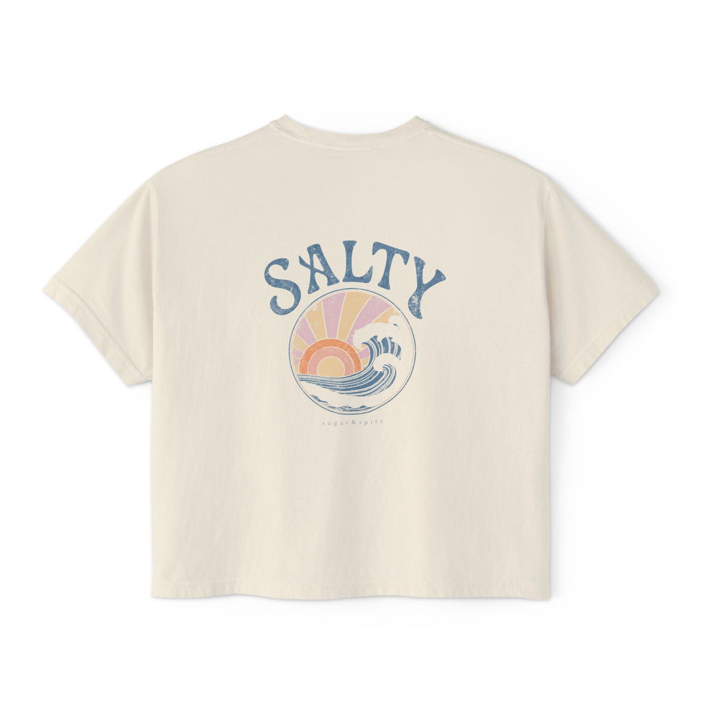 Salty Sunset Boxy Tee — Women's Beachy Graphic