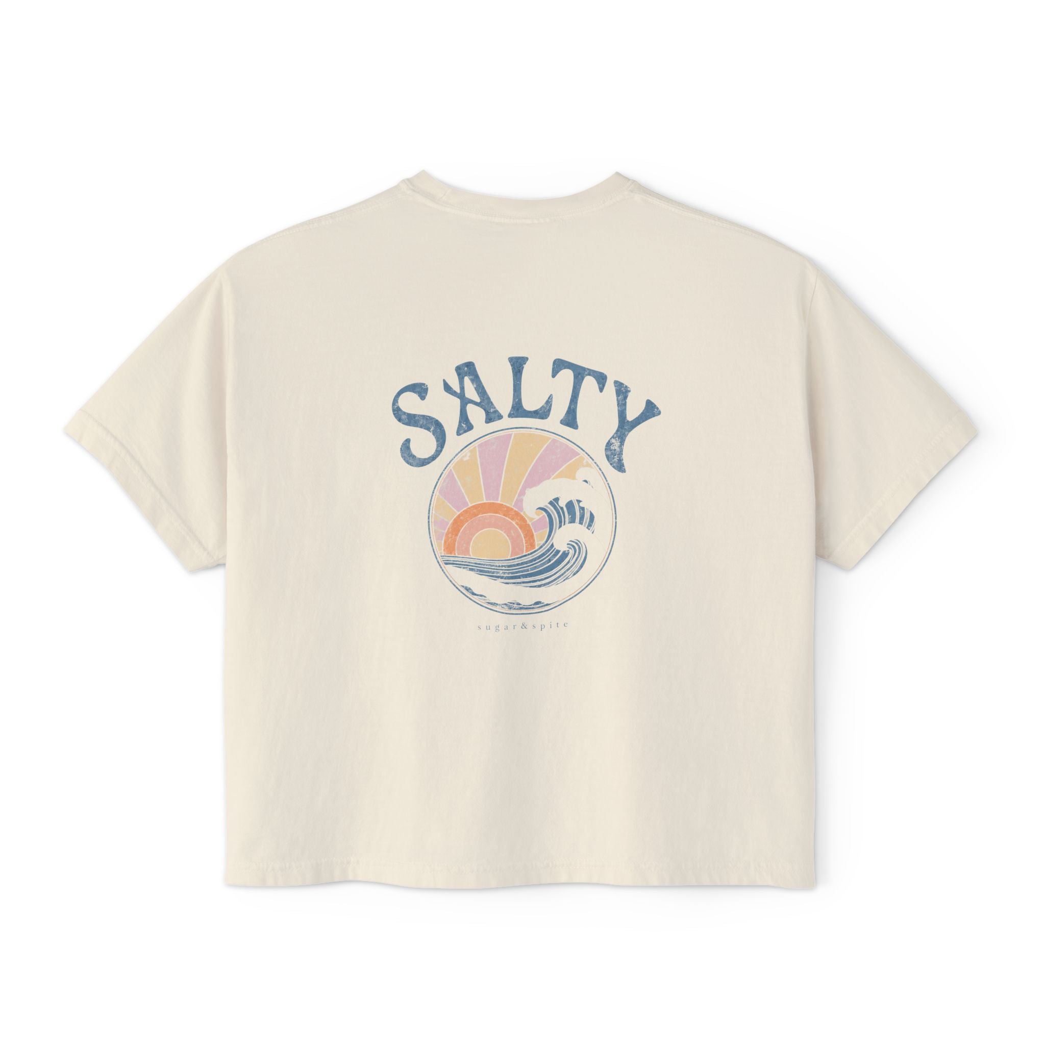 Salty Sunset Boxy Tee — Women's Beachy Graphic