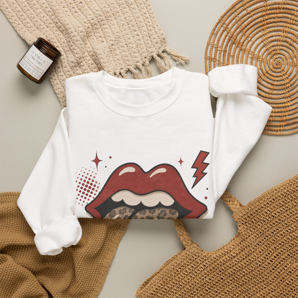 Leopard Tongue Graphic Crewneck Sweatshirt