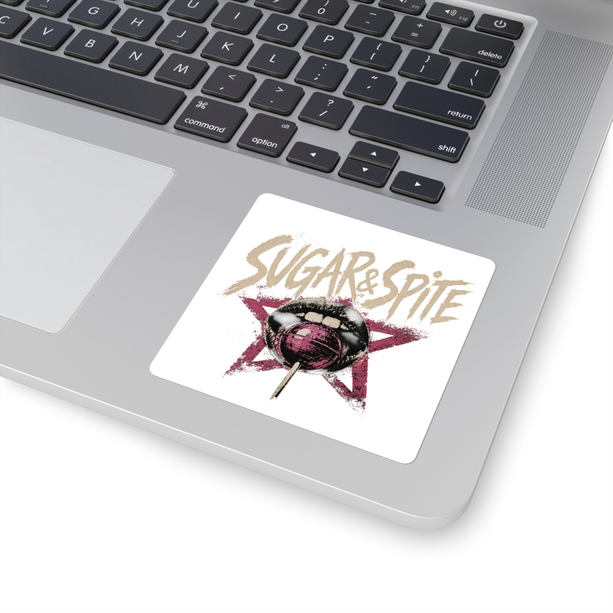 Sugar & Spite Square Sticker — Retro Punk Lollipop Design