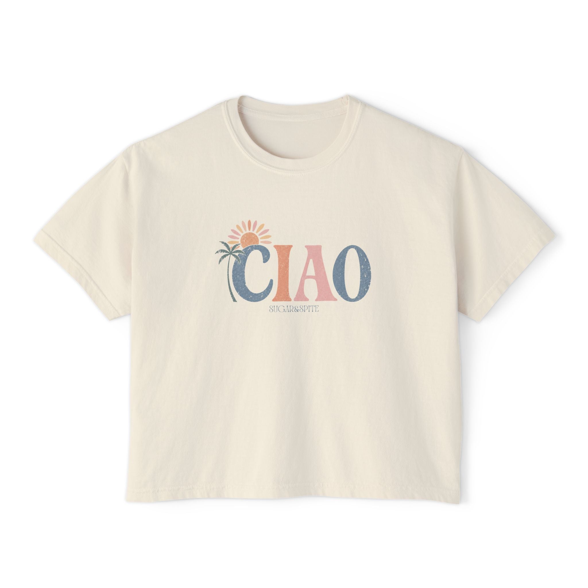 Ciao Boxy Tee — Vintage Palm Sun Women’s Boxy Tee