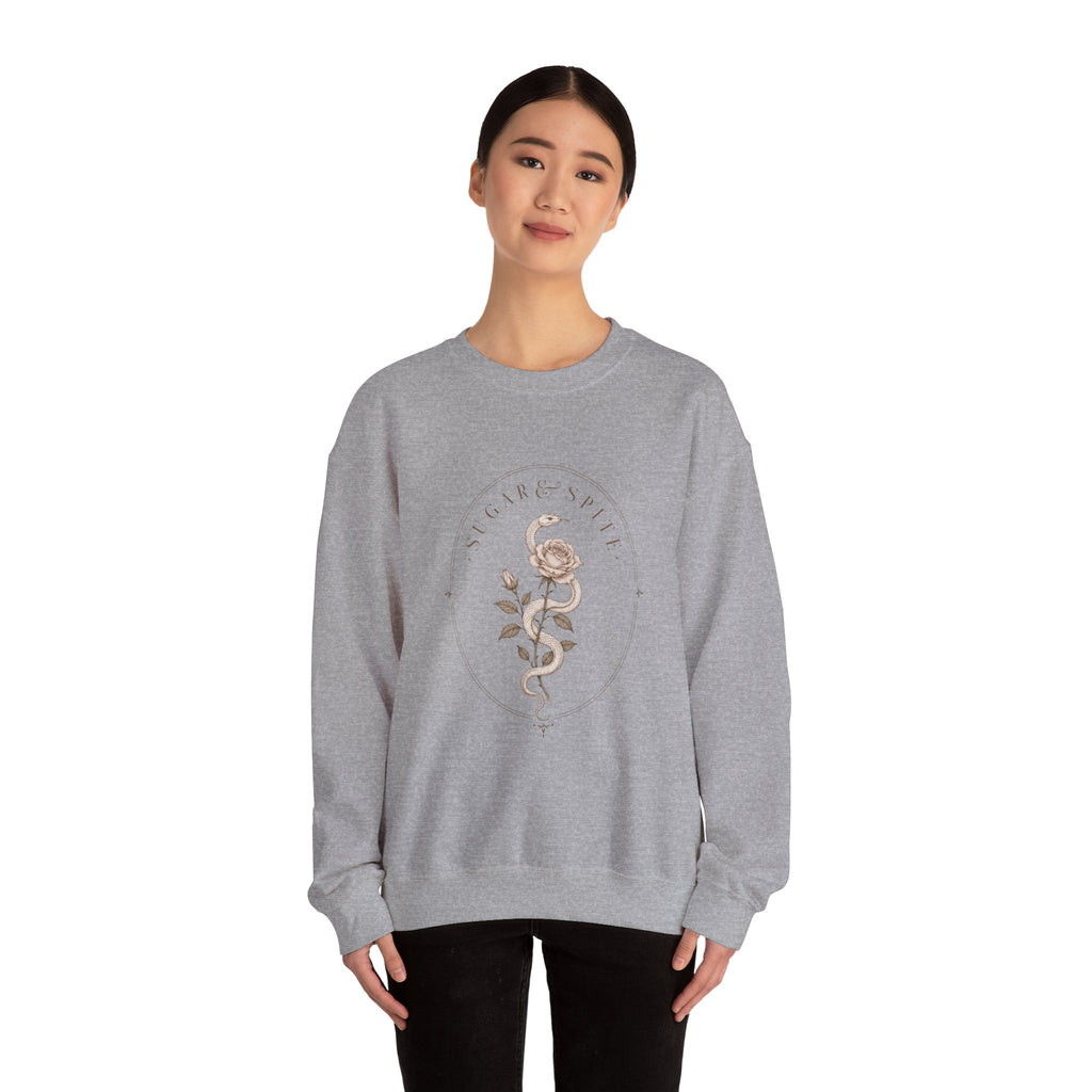 Floral Nightshade Crewneck Sweatshirt — Vintage Botanical 'Nightshade' Design